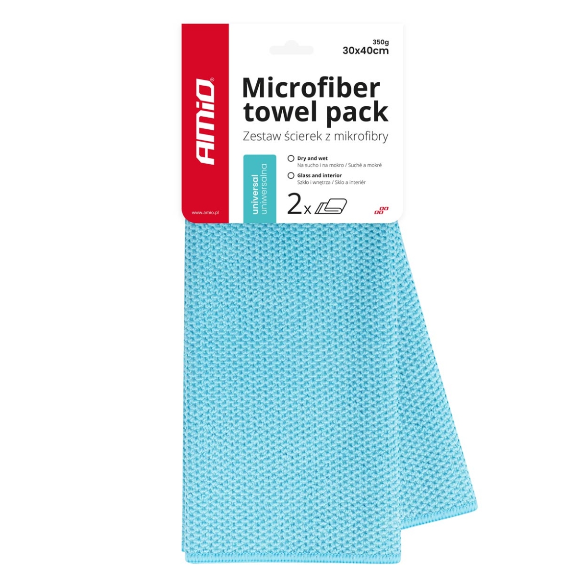Mikrofaser-universaltuch Für Trockene Und Feuchte Reinigung, 30 X 40 Cm, 350 G, 2 Stück, Amio-03737