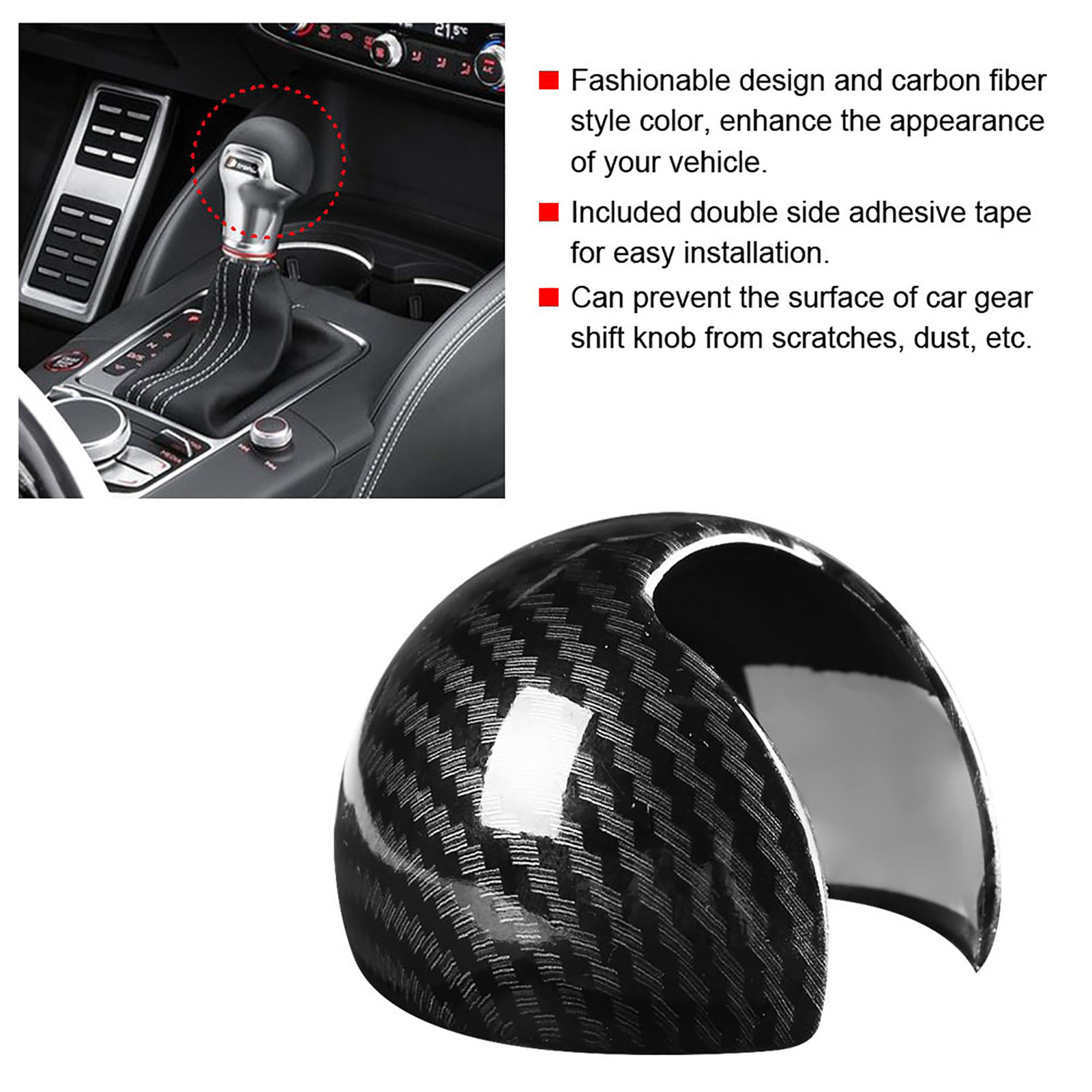 Schaltknaufabdeckung Für Audi A3/s3 Carbonfaser-optik Passend Für Modelle Von 2014 Bis 2018