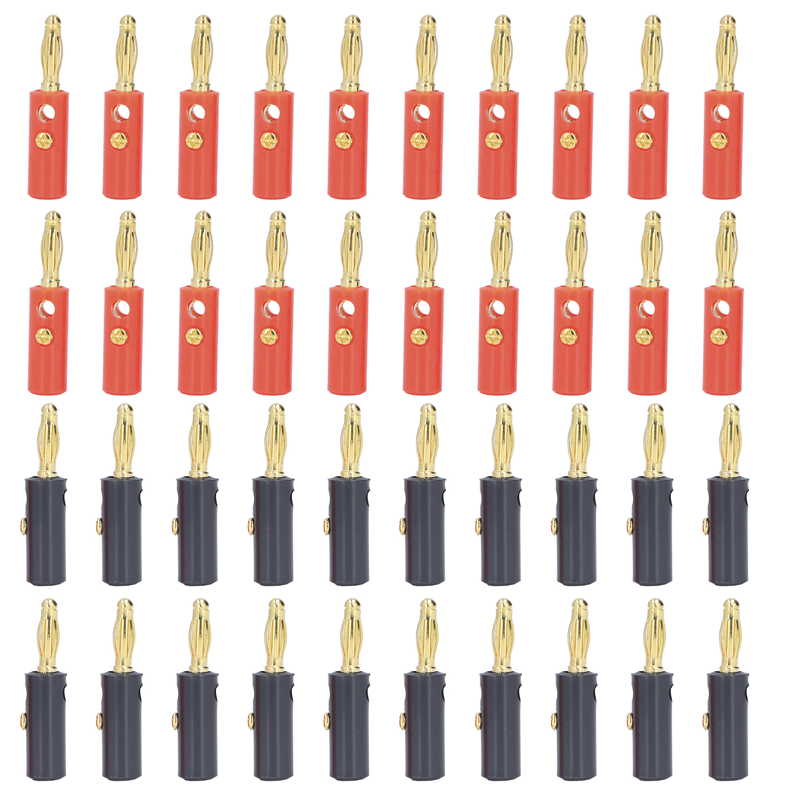 40 Universelle Bananenstecker, 4-mm-vergoldeter Lautsprecherkabelanschluss, 2–5 Mm Rotes/schwarzes Kabel