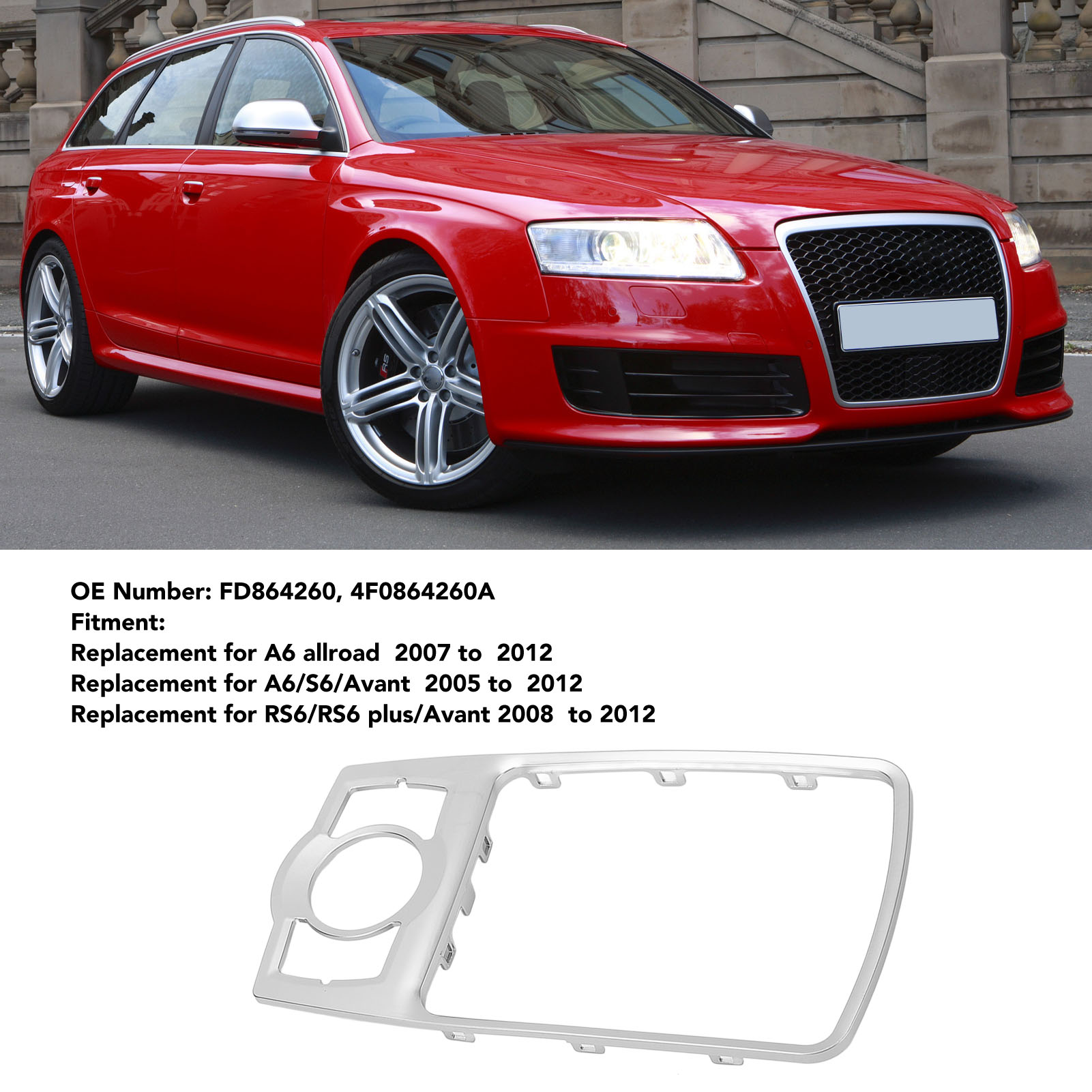 Mmi-konsolenrahmen Für Audi A6 Allroad/avant/s6 (2005–2012) Teilenummer 4fd864260 Abs Chromsilber