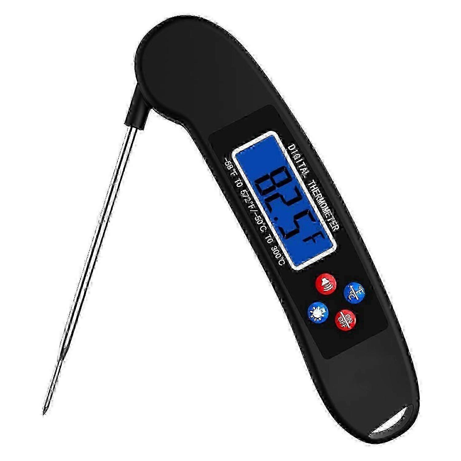 Sprechendes Digitales Fleischthermometer, Superschnelles Sofortmessthermometer Mit Hintergrundbeleuchtung, Schwarz