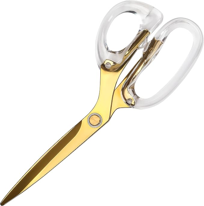 Paar Mehrzweckscheren Aus Goldfarbenem Edelstahl – 23 Cm – Weiche Und Komfortable Griffe Mit Scharfen Klingen – Büro, Schule Und Zuhause – Näh-, Bastel- Und Stoffschere