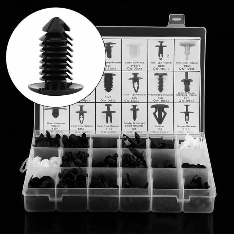 Packung Mit 415 Kfz-clips Für Innen- Und Außenverkleidungen – Schwarz/weiß – Universelles Befestigungsset Für Stoßstangen, Türen Und Verkleidungen