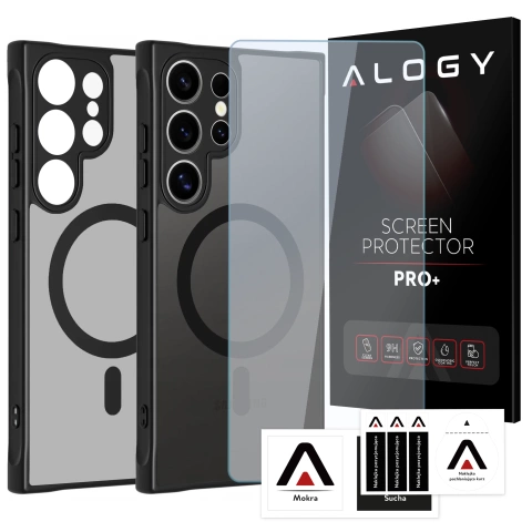 Samsung Galaxy S25 Ultra Hülle Alogy Matte Hybridmag™️ Hülle Für Magsafe, Mattschwarz + Gehärtetes Glas