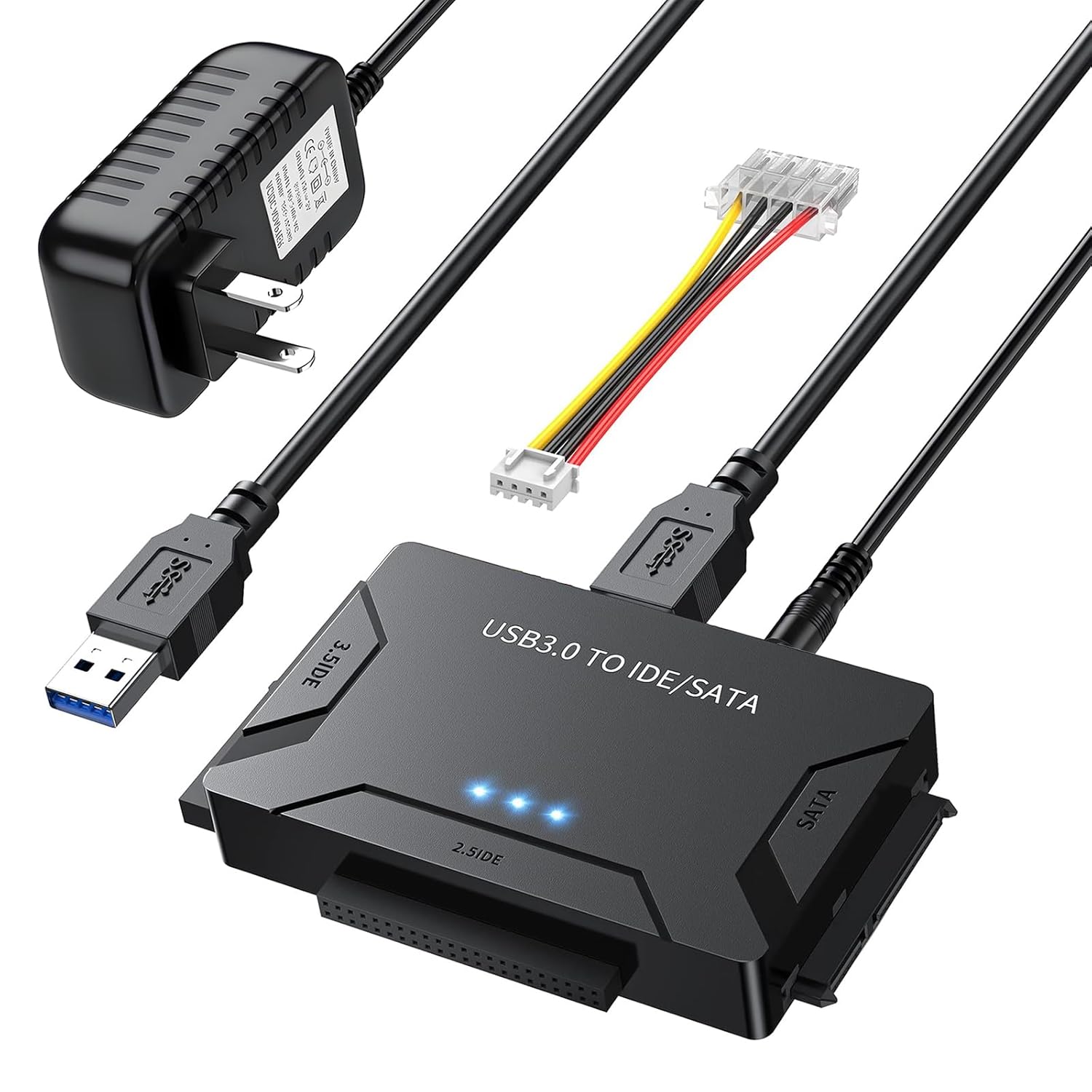 Usb 3.0 Auf Ide/sata Adapter, Externe Festplatte, Universalkonverter Für 2,5 Zoll/3,5 Zoll Hdd/ssd, 12v/2a Netzteil