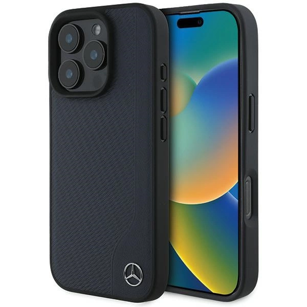 Mercedes Mehmp16x23rbgvv Iphone 16 Pro Max 6,9" Marineblaue Hartschalen-schutzhülle Mit Mb-holzimitat Und Magsafe-verschluss