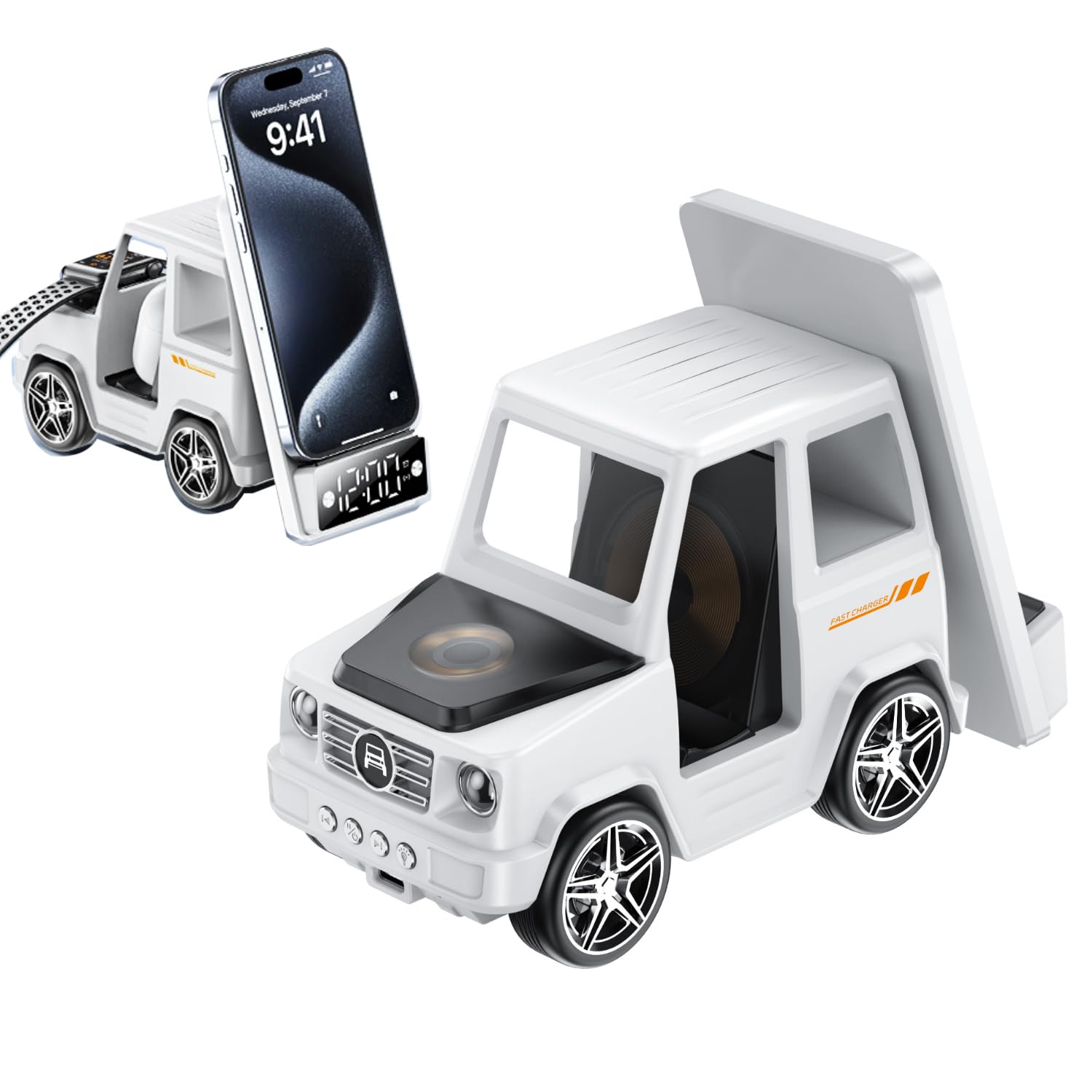 Kreatives Kabelloses Ladegerät In Autoform – 15 W Schnellladung Für Iphone 16/15/14/13/12 Pro/max/plus. 6-in-1-qi-zertifiziertes Ladepad Für Mehrere Geräte