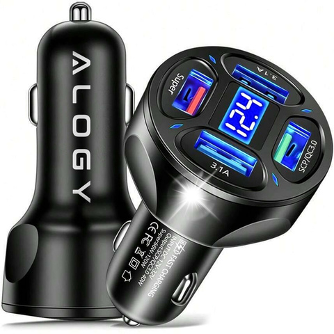 Alogy Autoladegerät 4x Usb Qc 3.0 66w Schnellladefunktion Für Smartphones Im Auto Schwarz