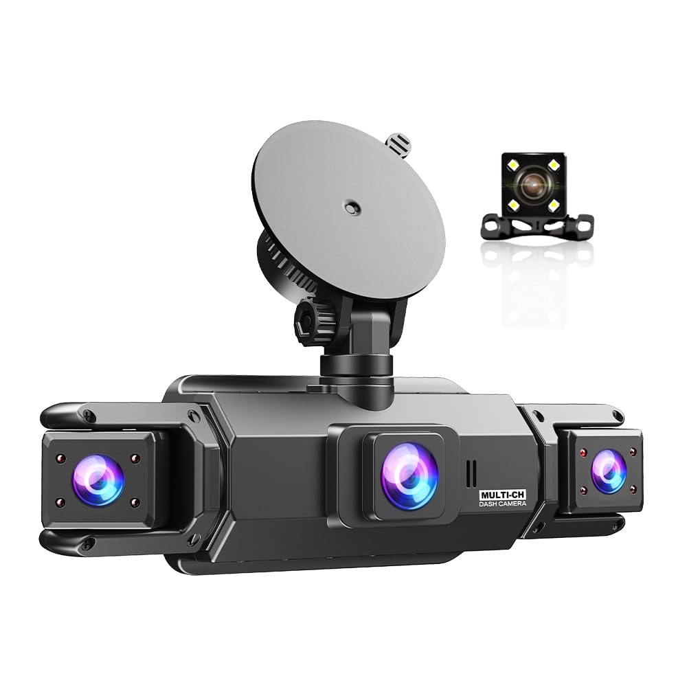 Dashcam, 4 Kameras, Autorekorder – Hd 1080p (vorne), 720p (innen × 2 Und Hinten), Ohne Wlan, 64 Gb Speicherkarte, 3-zoll-ips-bildschirm, Nachtsicht (jlyjjs0101)
