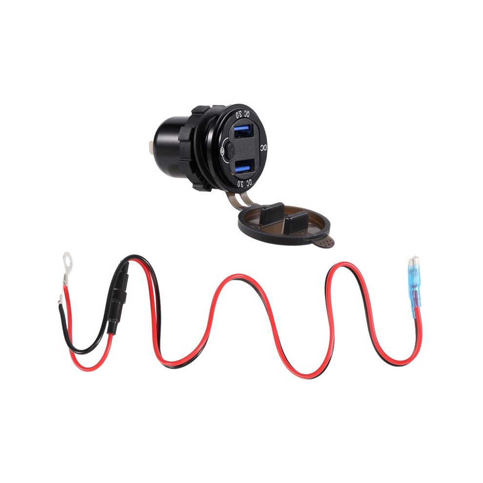 Qc 3.0 Dual-usb Autoladegerät 12v/25v Usb-ladegerät Mit Kontaktschalter Schwarz Für Boot Motorrad Lkw