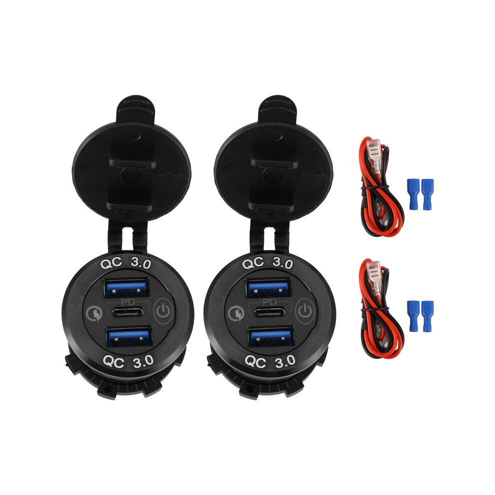 Qc 3.0 Pd3.0 Triple-usb Autoladegerät 12v 24v 60w Usb-c Multifunktion Schnellladegerät Mit Schalter Für Boot Lkw Wohnmobil Motorrad