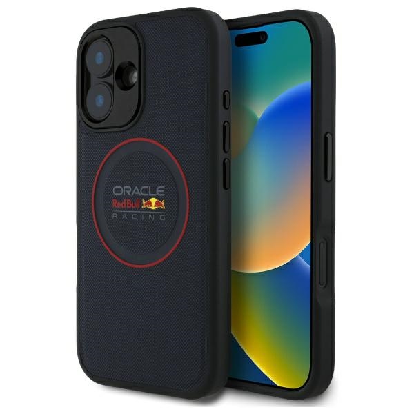Red Bull Rbhmp16m24puilvr Iphone 16 Plus 6,7" Hartschalenetui, Marineblau/marineblaues Leder, Roter Ring, Magsafe