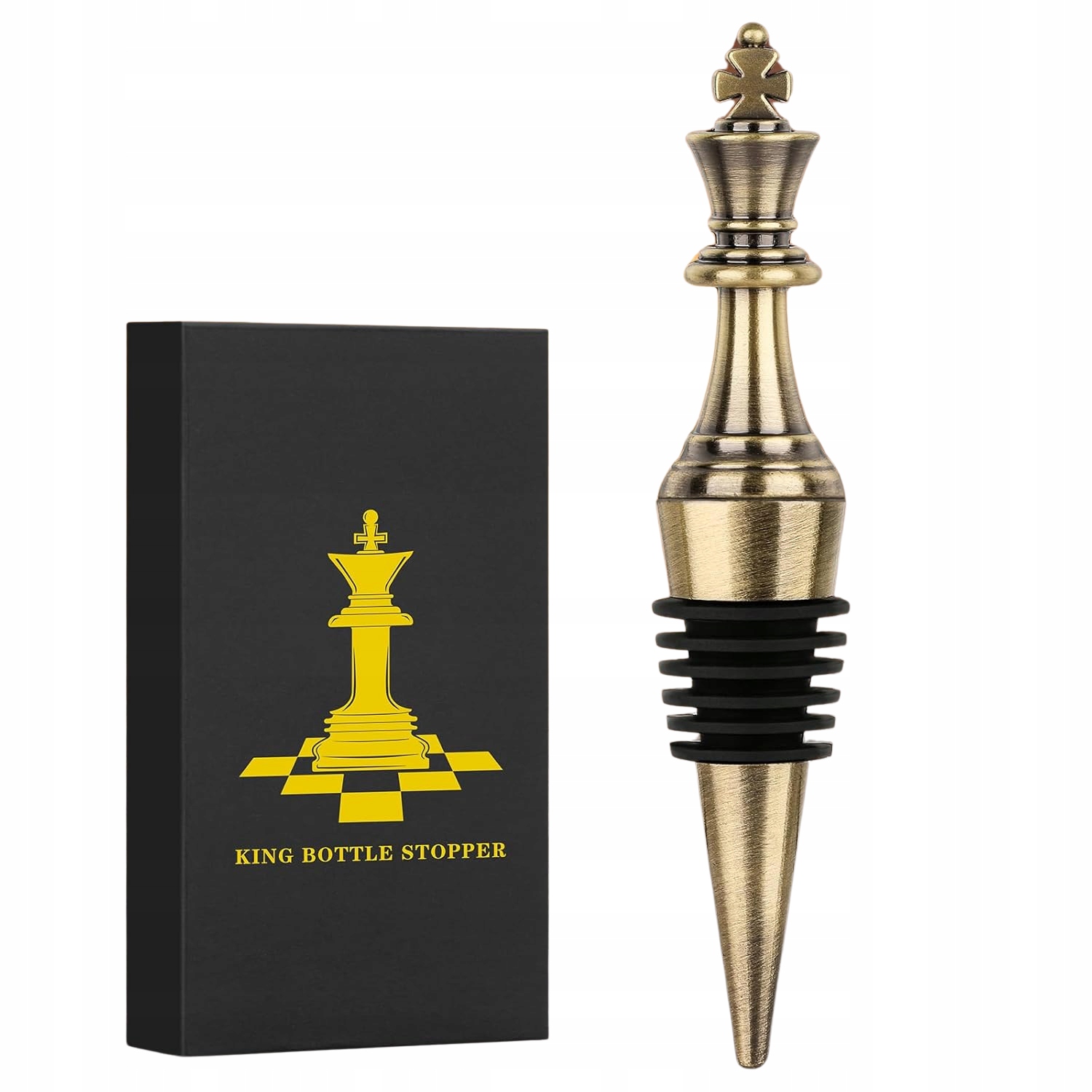 Weinstopper Mit Schachkönig-motiv, Bronze, Perfektes Geschenk