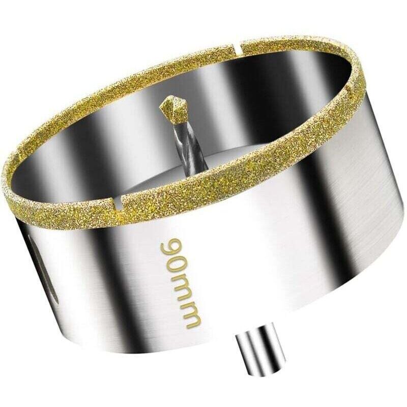 Scie Cloche Diamantée 90 Mm Avec Foret Guidage De Centrage, Scie Cloche Carrelage Avec Revêtement Diamant, Foret Trépan Diamant Pour Verre, Carrelage, Céramique, Marbre, Granit
