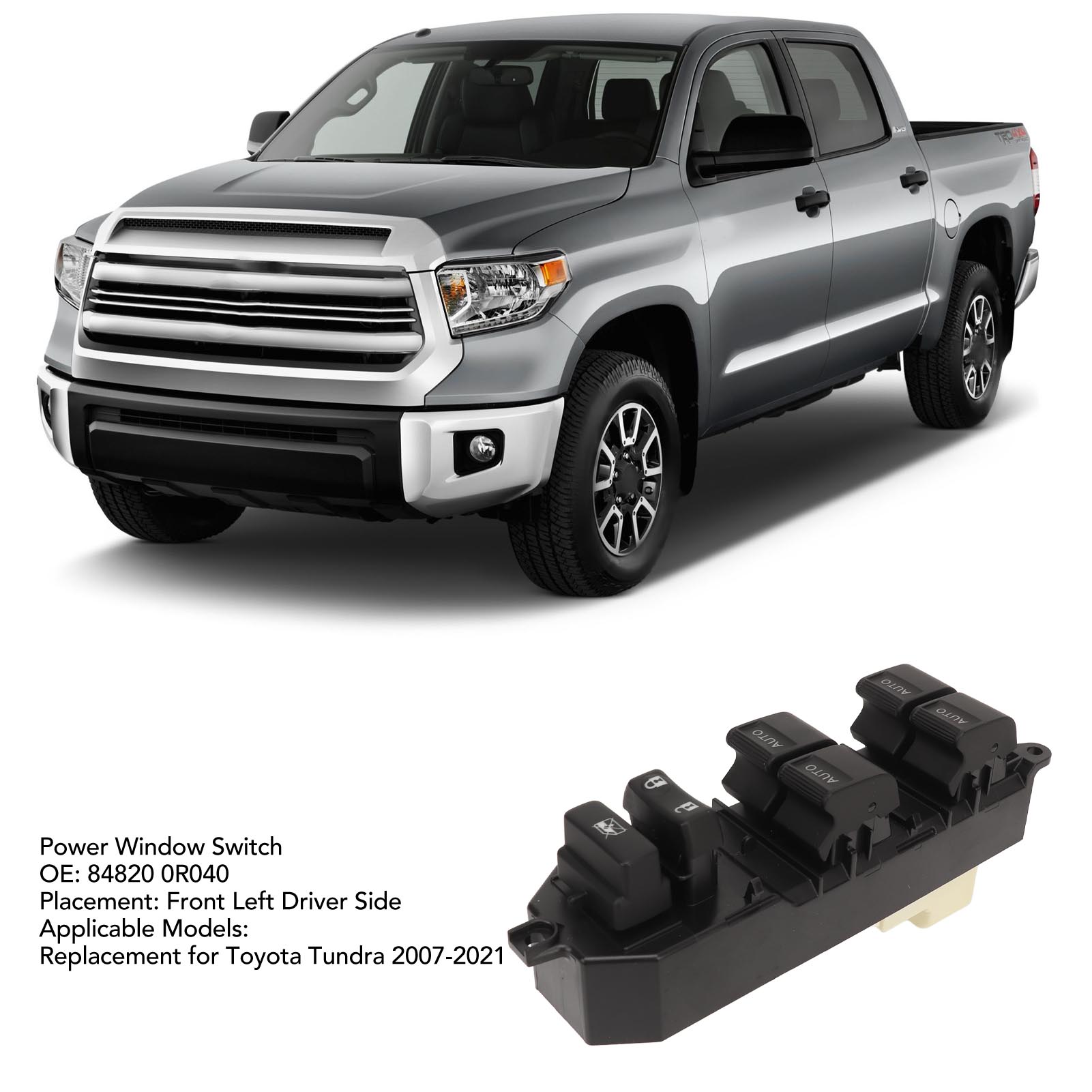 Toyota Tundra 84820 0r040 Fensterheberschalter Vorne Links (fahrerseite), Kompatibel Mit 2007-2021
