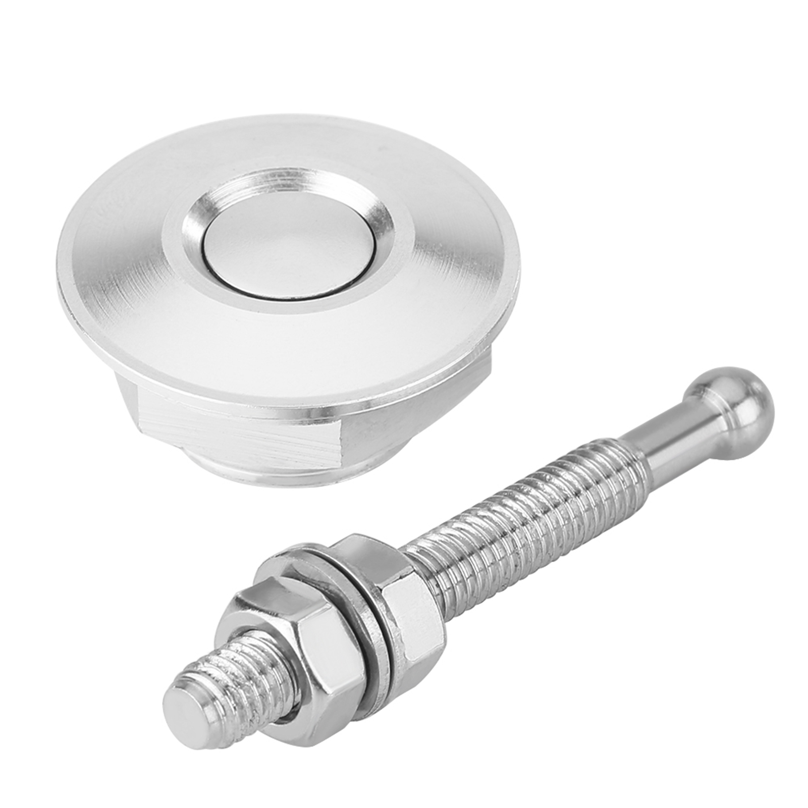 Universeller Druckknopf-motorhaubenverschluss – Schnellverschluss-set Aus Aluminium Mit Stiften Und Clips, Silber