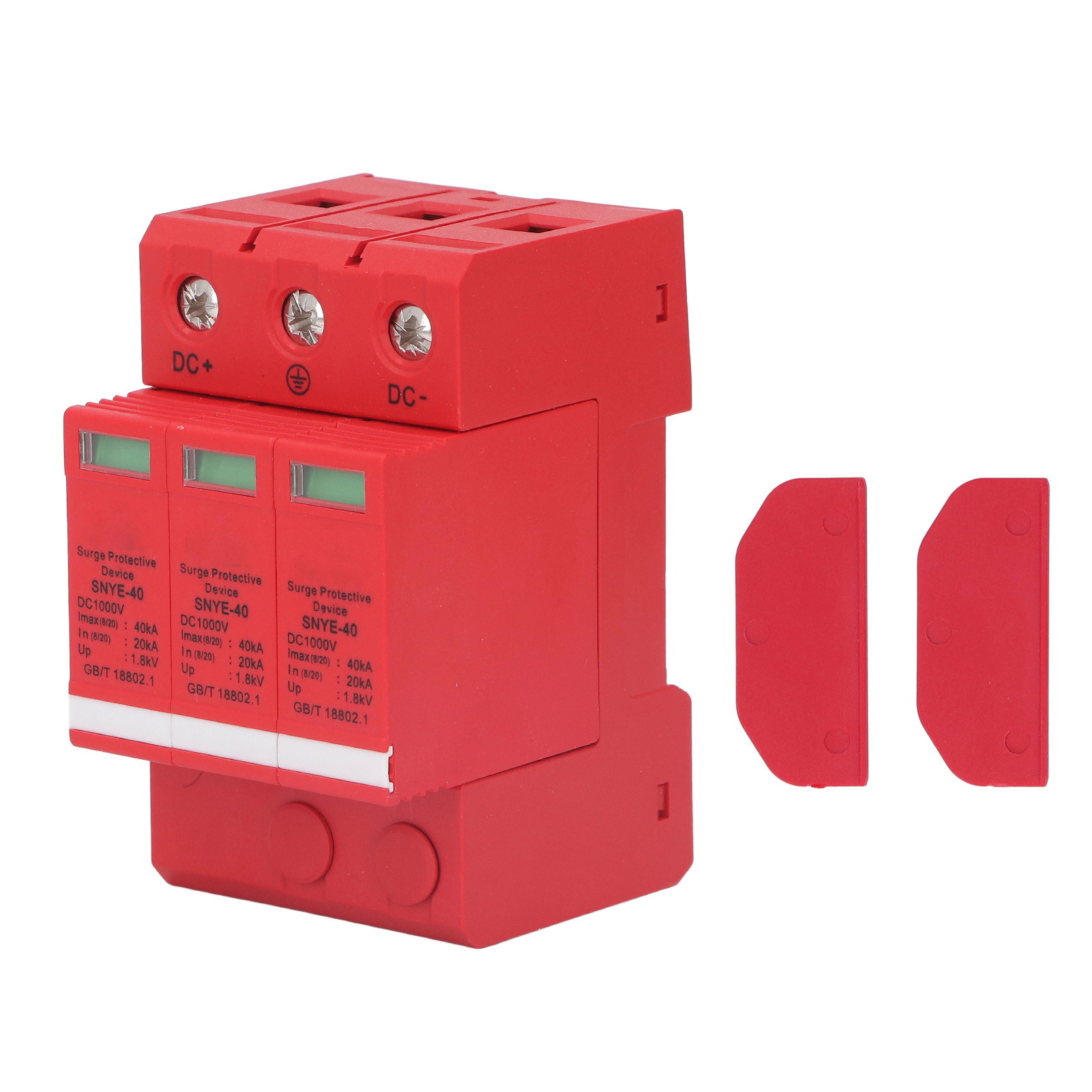 Überspannungsschutz Für Snye 40 Kombinationsdose, 40 Ka Dc 1000 V 3-polig, Flammhemmendes Pc-material, Rot/orange, 35-mm-schienenmontage