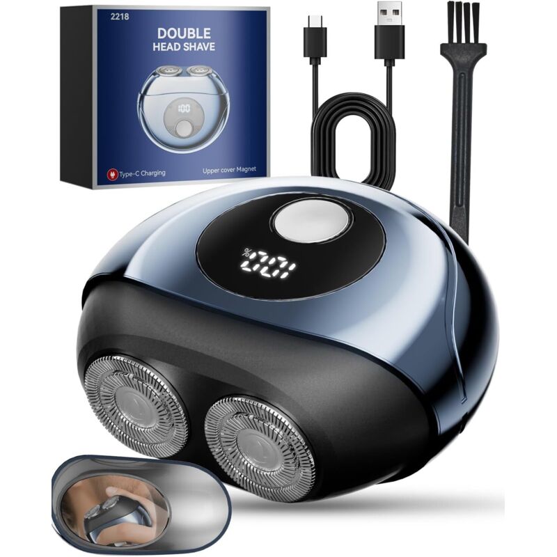 Mini-elektrorasierer Für Herren Mit Led-anzeige Und Reiseschutz, Wasserdichter Doppelring-elektrorasierer - 7000 U/min, Ein Unverzichtbarer Reiserasierer Für Vater, Ehemann Und Sohn.