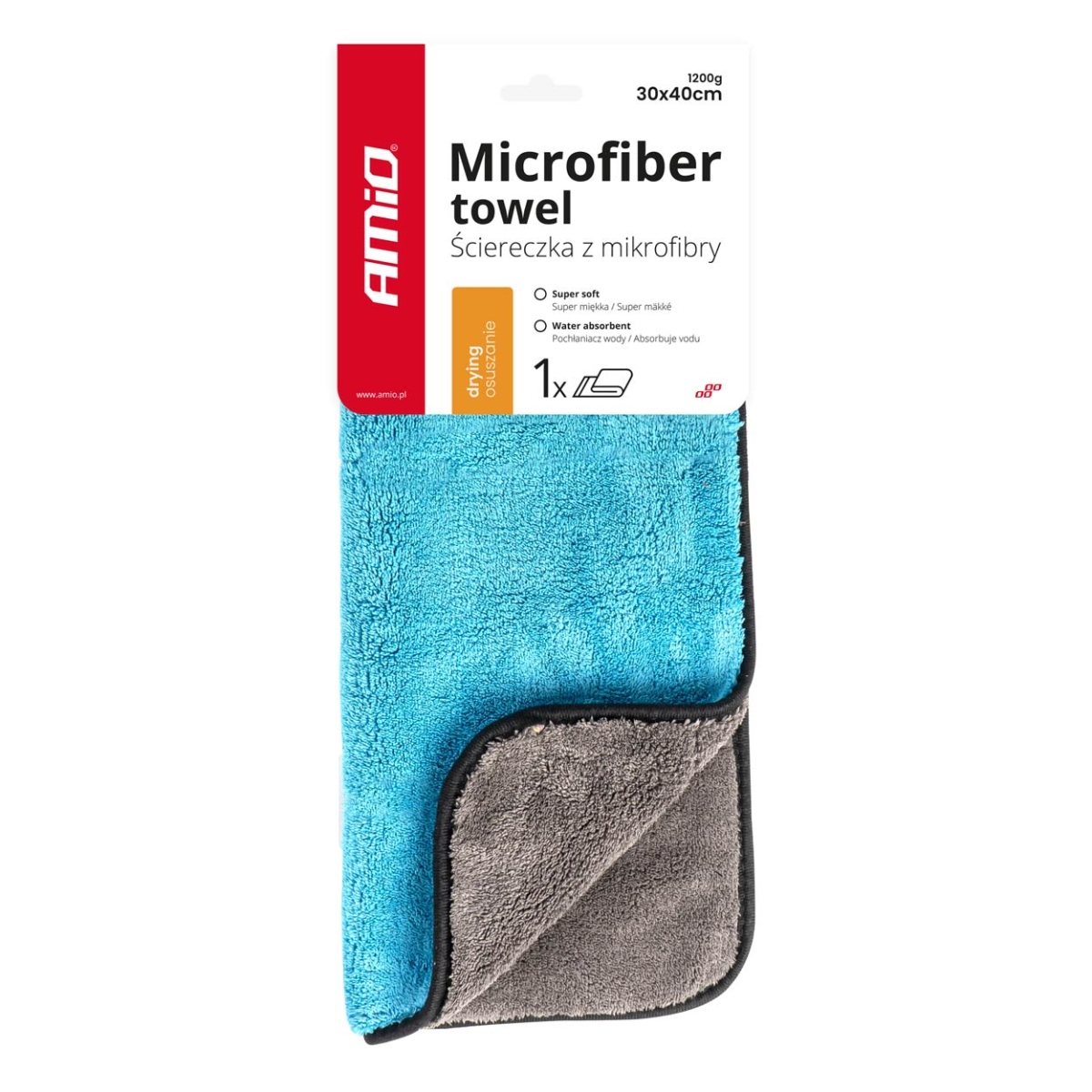 Mikrofasertuch Zum Trocknen Von Autos Und Lackflächen 30x40 Cm 1200g Amio-03757