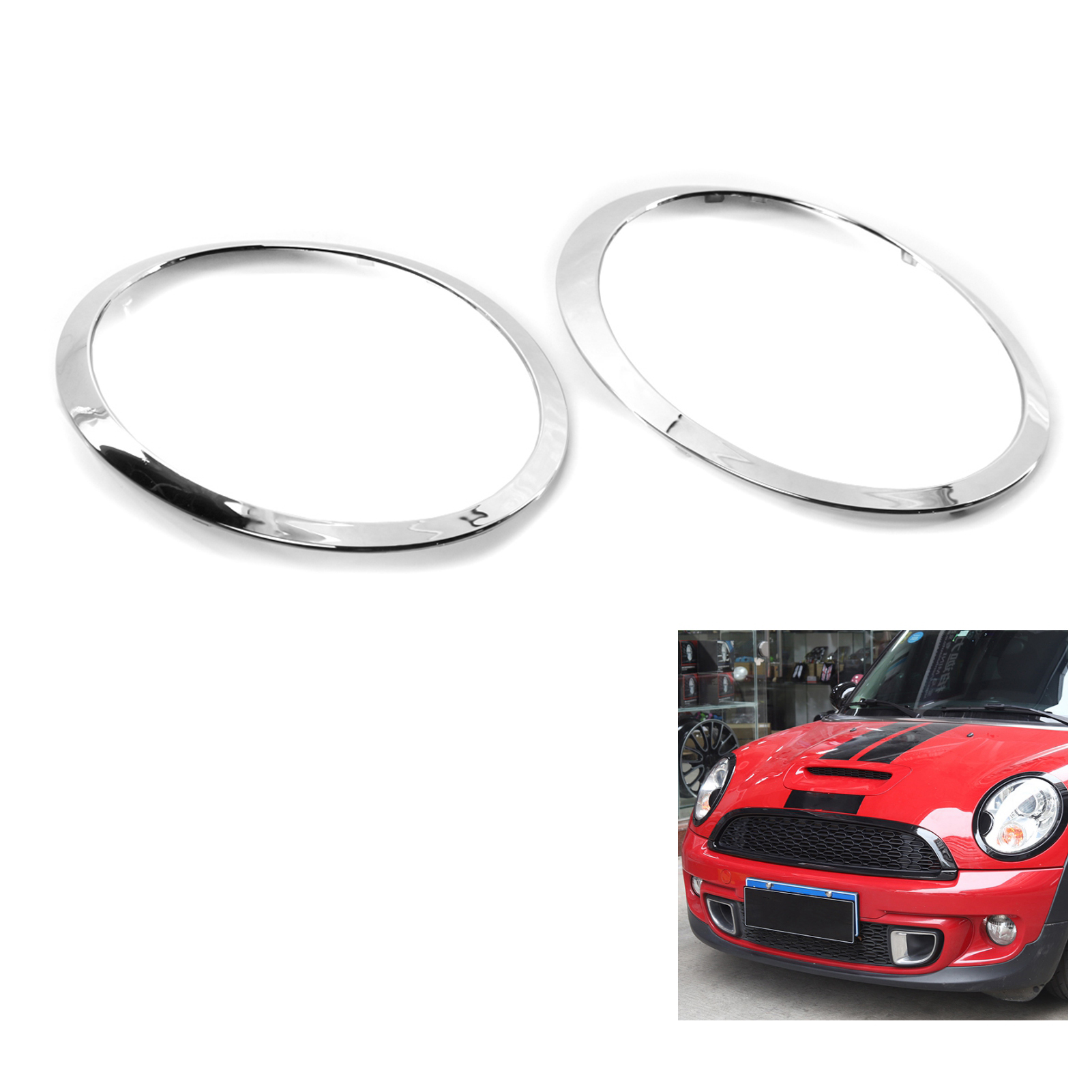 Abs-scheinwerferringe (2 Stück, Silber) Für Bmw R55 Mini Cooper - Kompatible Teile 2008-2015