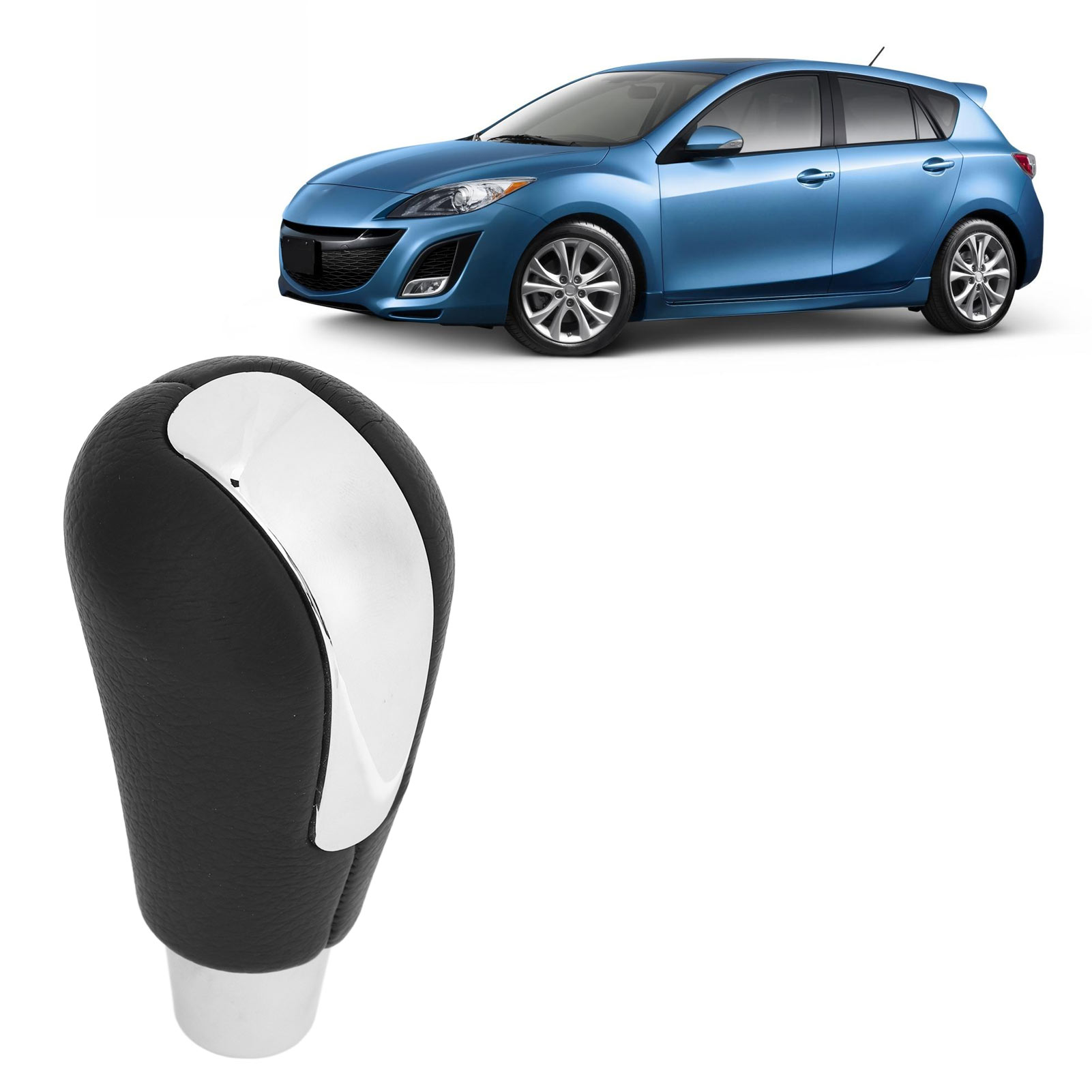Schalthebelgriff Für Mazda 3 2008-2011, Chrom-finish, Ergonomisches Pvc-leder.