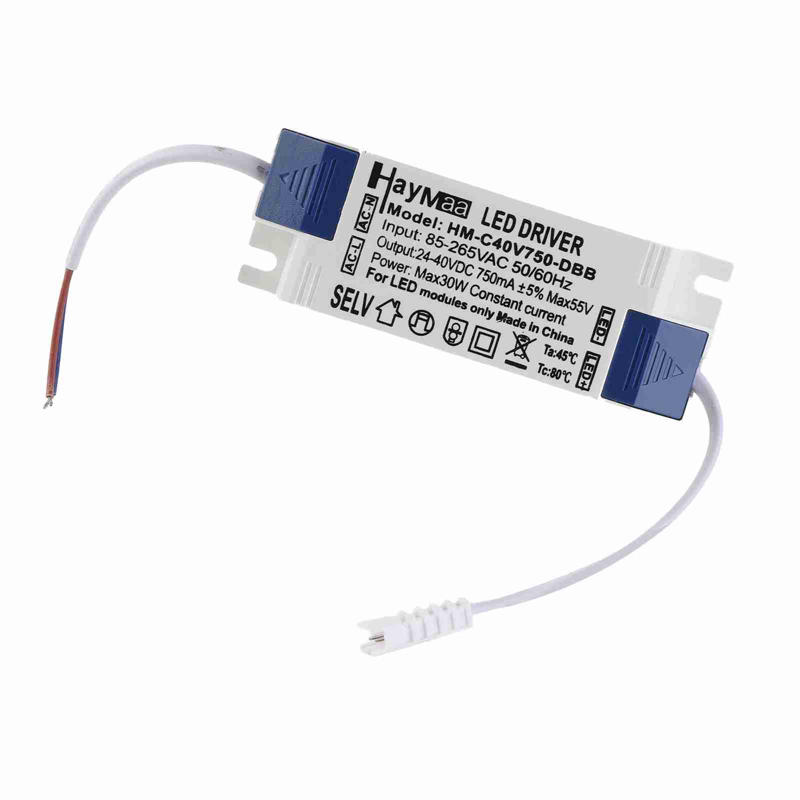 30-w-konstantstrom-led-netzteil (750 Ma) Für Lampen Und Led-streifen, Led-transformator Mit Schutzschaltung Für Ac 85–265 V Und Dc 24–40 V