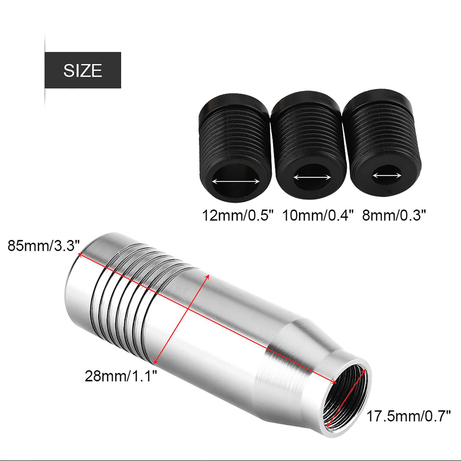Schaltknauf Aus Aluminium Stilvolles Und Farbenfrohes Design Abmessungen 8–12 Mm, 3 Adapter Im Lieferumfang Enthalten