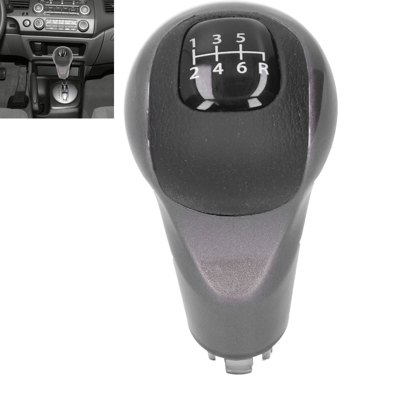 6-gang-schalthebelgriff – Ersatzteil Für Honda Civic Dx Ex Lx (2006–2011) – Schwarz – Kunststoff, Metall, Kunstleder