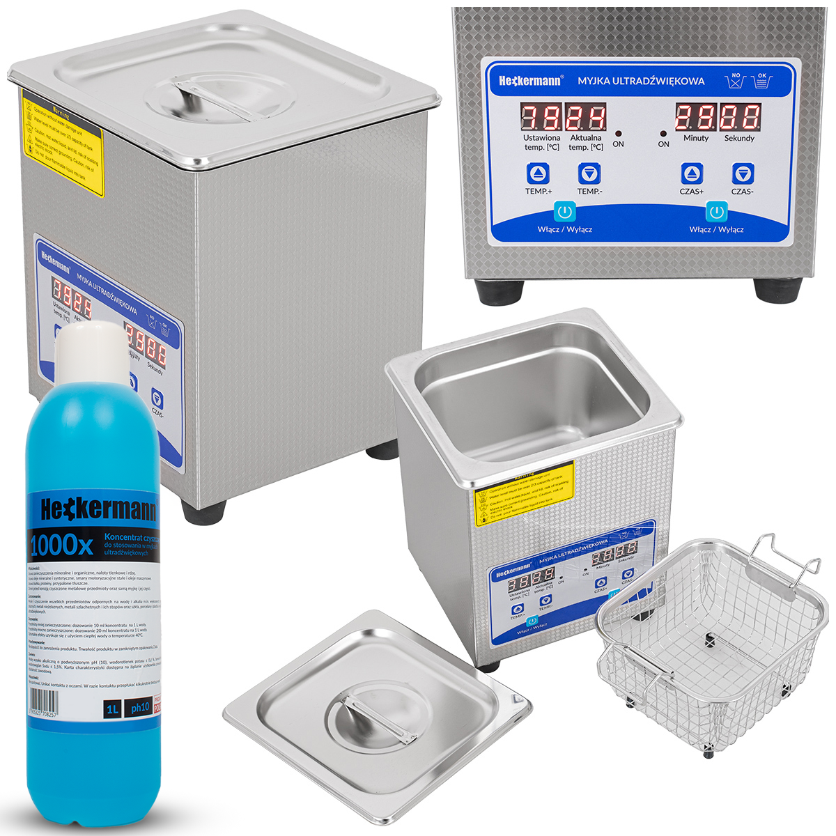 Set Aus Ultraschallreiniger Jp-010s (2 L) + Reinigungsflüssigkeit (1 L)