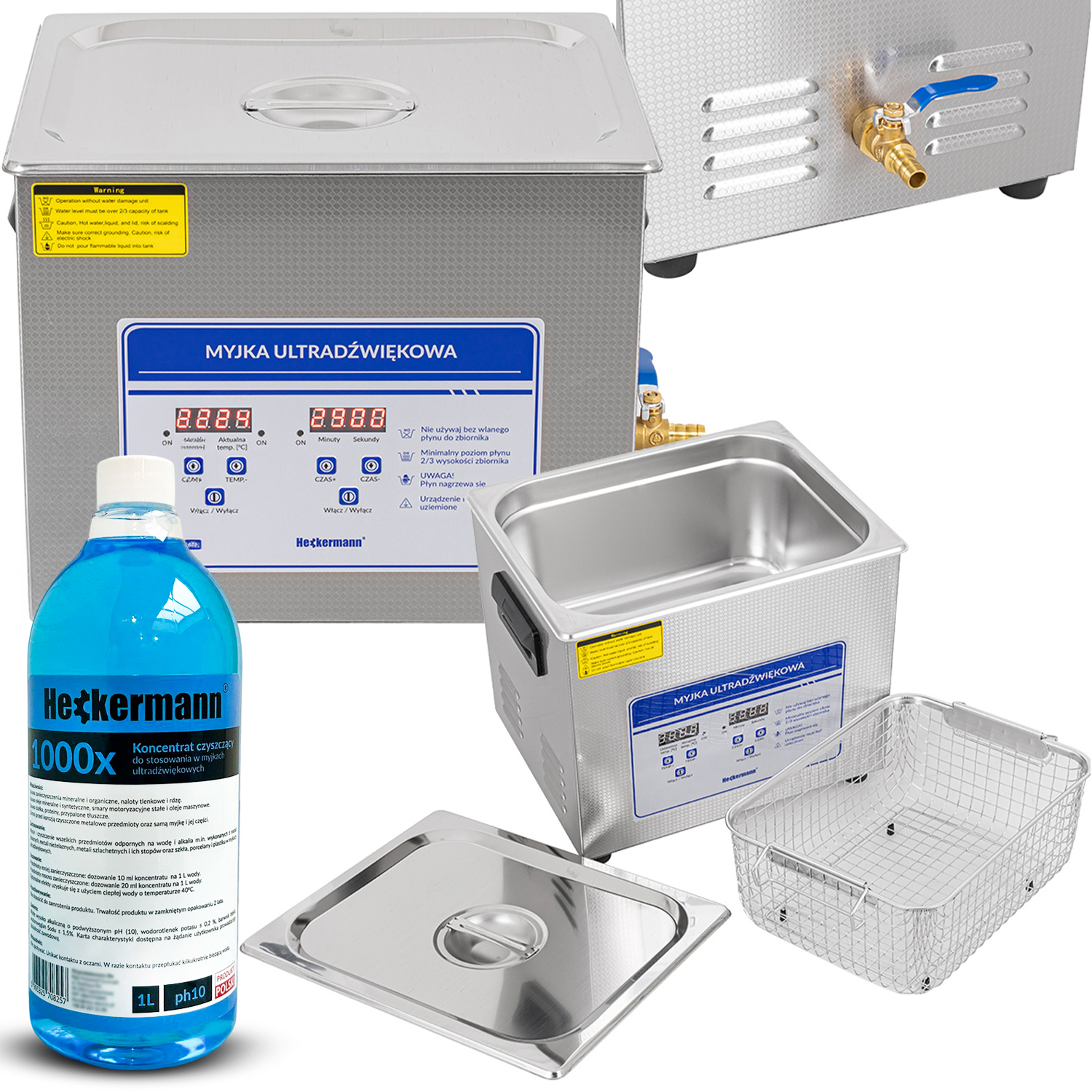 Set Aus Ultraschallreiniger Jp-040s 10l + Reinigungsflüssigkeit 1l