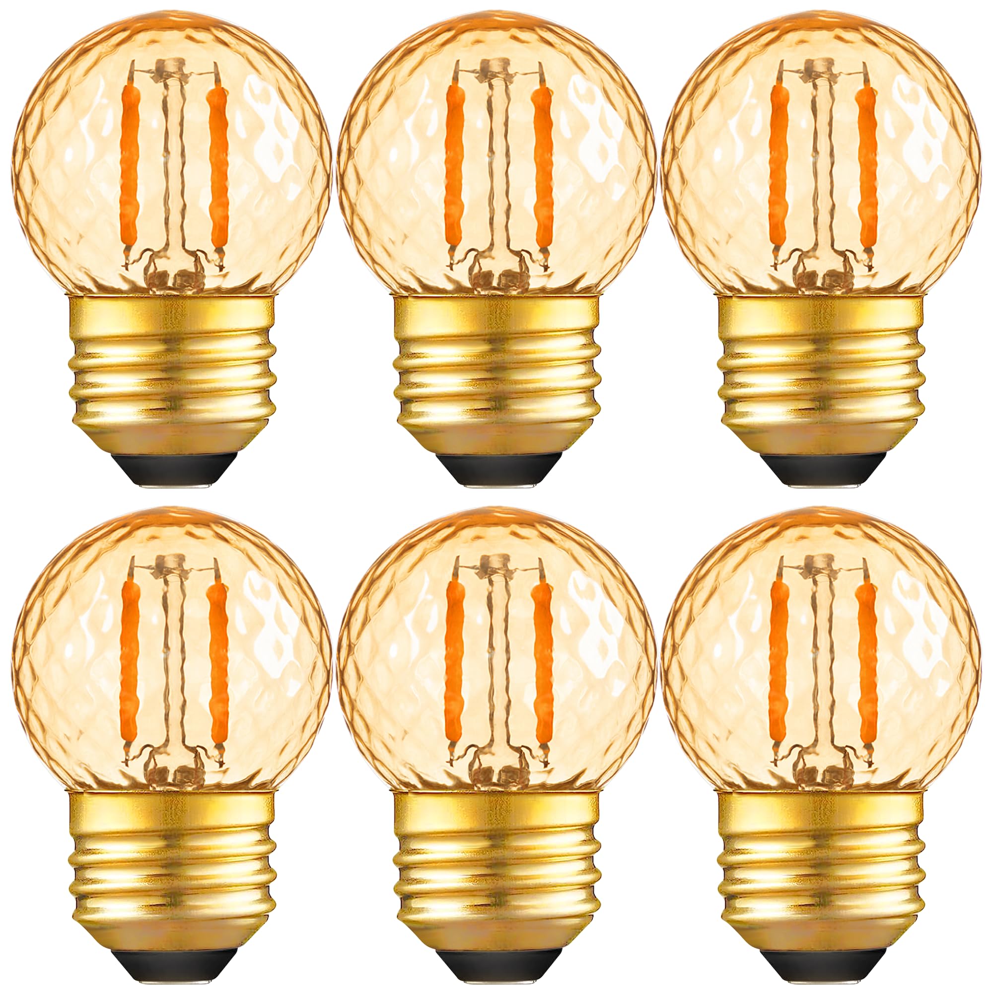 G40 Led-energiesparlampen, Warmes Licht, E27, Bernsteinfarben, 1 W, Glühbirnen Mit Geringer Lumenzahl, Kleine, Kurze Edison-dekorbirnen Für Lampen, Schlafzimmer, Warmweiß 2200 K, Nicht Dimmbar, 6er-pa