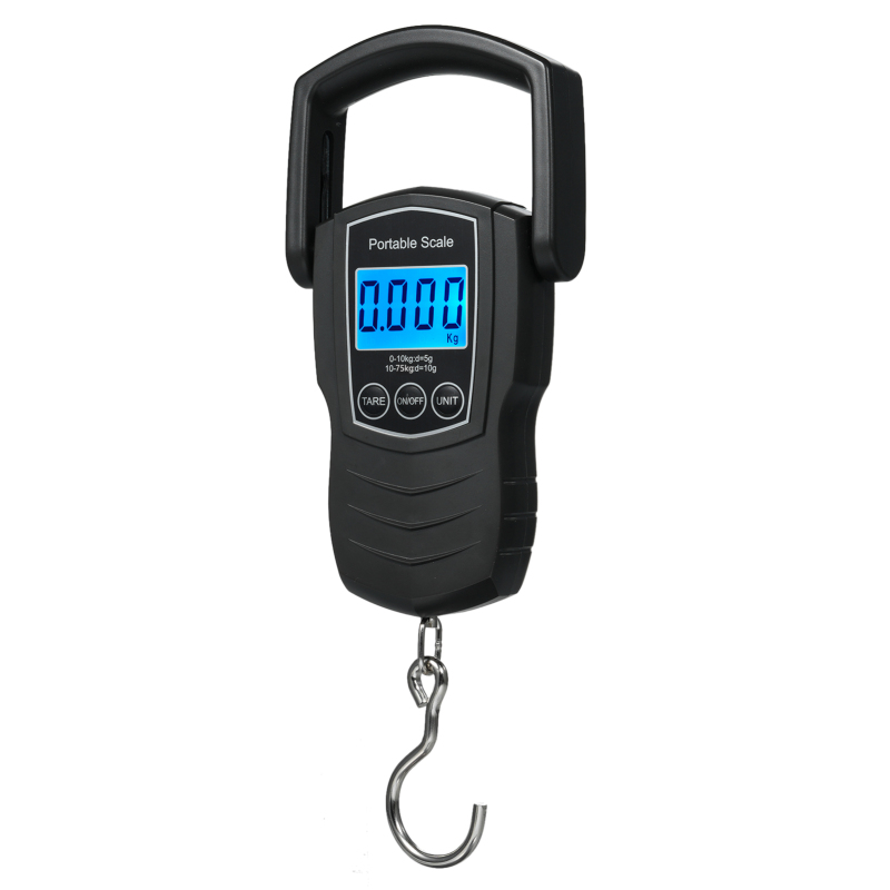 Digitale Gepäckwaage, 75 Kg Tragkraft, Ideal Zum Angeln Und Reisen. Inklusive 1,5 M Maßband. Gewichtsanzeige In Kg/lb/oz (4 Einheiten Verfügbar). Haken Inklusive.
