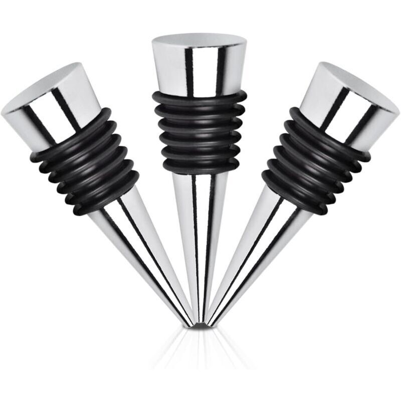 Wiederverwendbare, Versilberte Weinstopper Aus Metall – 3er-set Für Rotwein-, Champagner- Und Bierflaschen