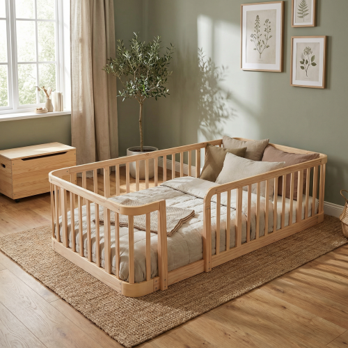 Modulares Baby-spielgefrege Aus Natürlichem Holz (90 × 200 Cm), Sprossenabstand 7 Cm Für Optimale Sicherheit, Abgerundete Kanten, Sicherer Boden Ohne Quetschgefahr Für Finger – Universelle Kinderschut