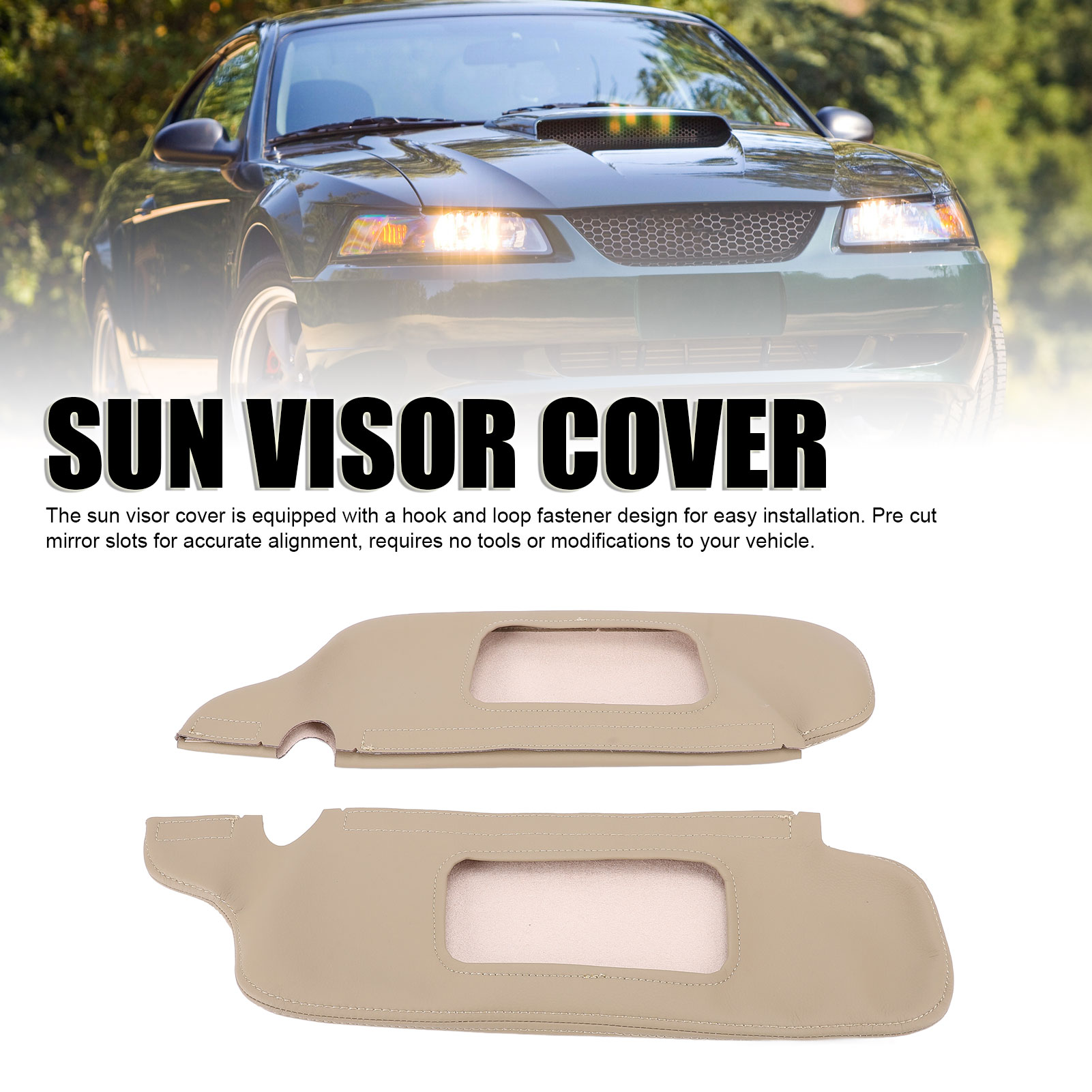 Pu-sonnenblendenschutz Für Mustang 1994–2004 – 2-teilig, Beige, Stoßfest Und Stylisch