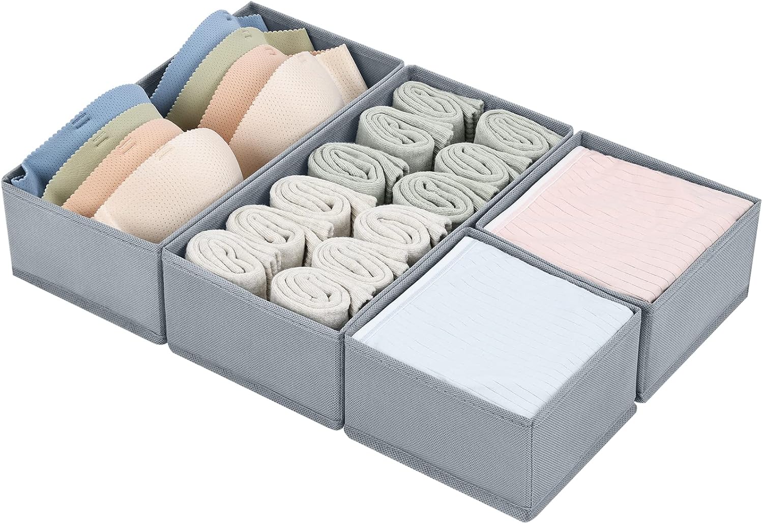 Schubladenorganizer, 4er-set Kleiderschrank-organizer, Stofforganizer, Flache Schubladeneinteiler, Geeignet Für Kinderzimmer, Kleidung, Babykleidung, Socken, Unterwäsche, Krawatten (grau).
