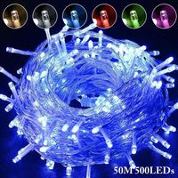 Lichterkette, 500 Leds, 50 M, Transparentes Kabel, Blau, Schutzart Ip44, Weihnachten, Garten, Hochzeit