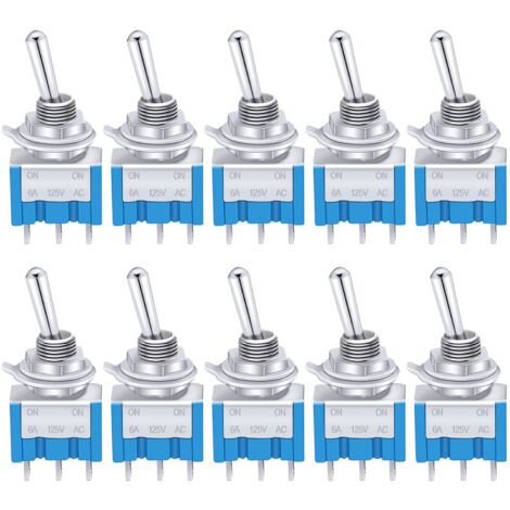 Packung Mit 10 Mini-ein/aus-wippschaltern, Blau, 3 Anschlüsse, 2 Positionen, Spdt, Metall, 125 V Ac, 6 A, Für Auto, Lkw, Boot, Mts-102