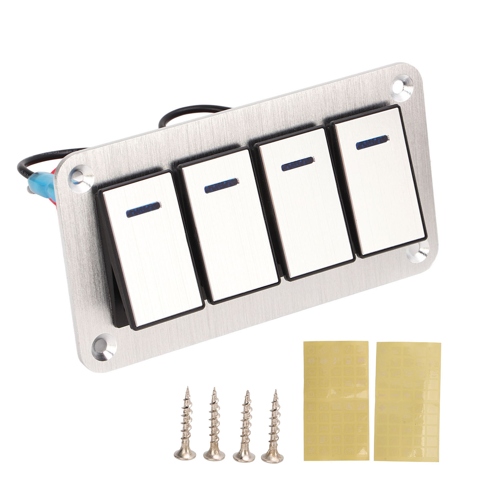 4-positionen-schalterfeld Aus Aluminiumlegierung, Zentrale Steuereinheit Für Fahrzeuge Und Yachten, 12–24 V, 20 A, Blaue Led