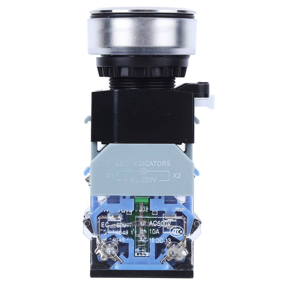Gq38 Schalter — Rastender Led-drucktaster (blau) — 30 Mm Einbauausschnitt — Technischer Kunststoff — Ac 220 V