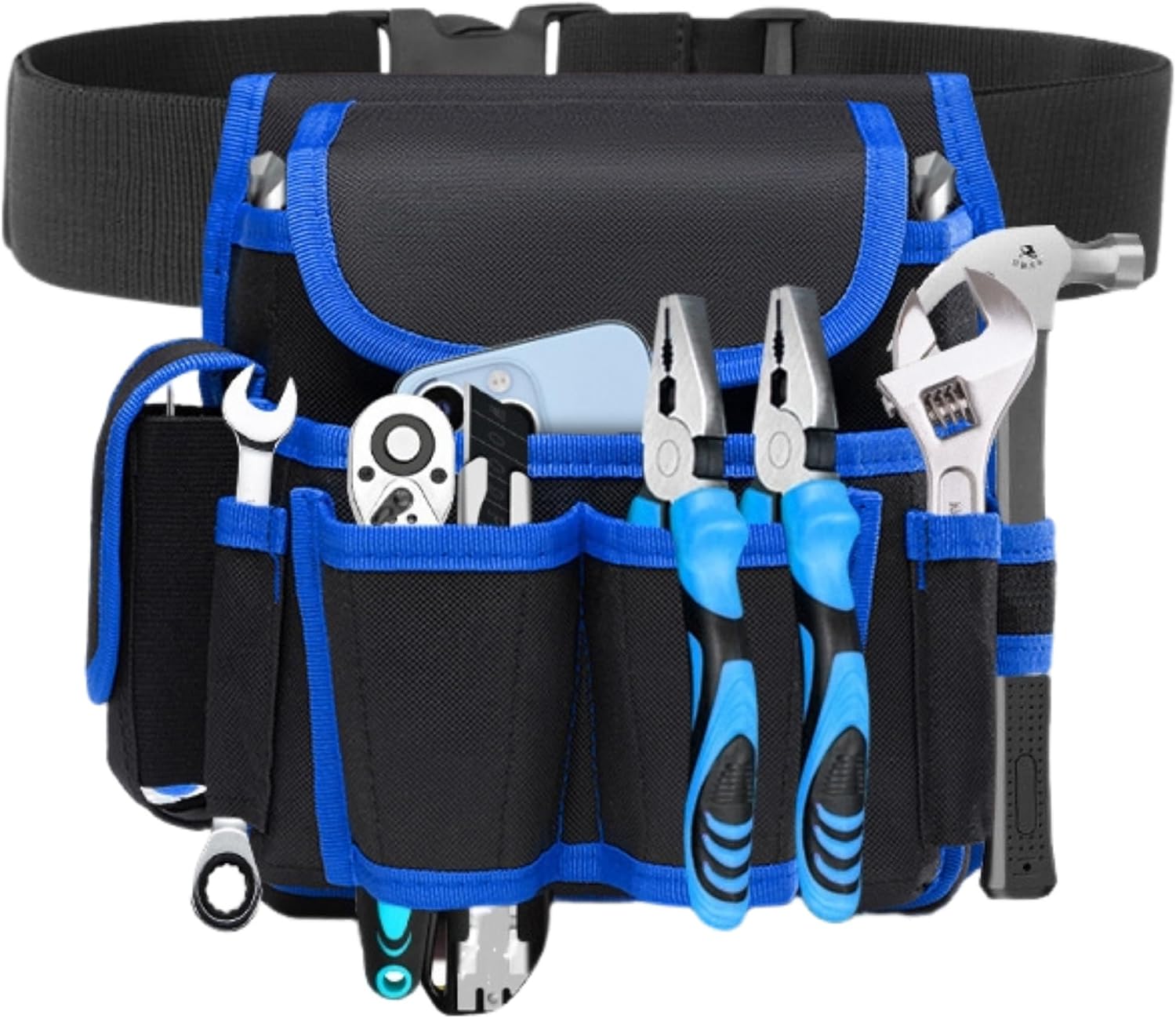 Robuste Werkzeuggürteltasche Mit 8 Fächern Für Damen Und Herren, Werkzeuggürtel Für Die Arbeit, Verstellbarer Werkzeuggürtel Für Elektriker, Schreiner, Bauarbeiter, Klempner (blau)