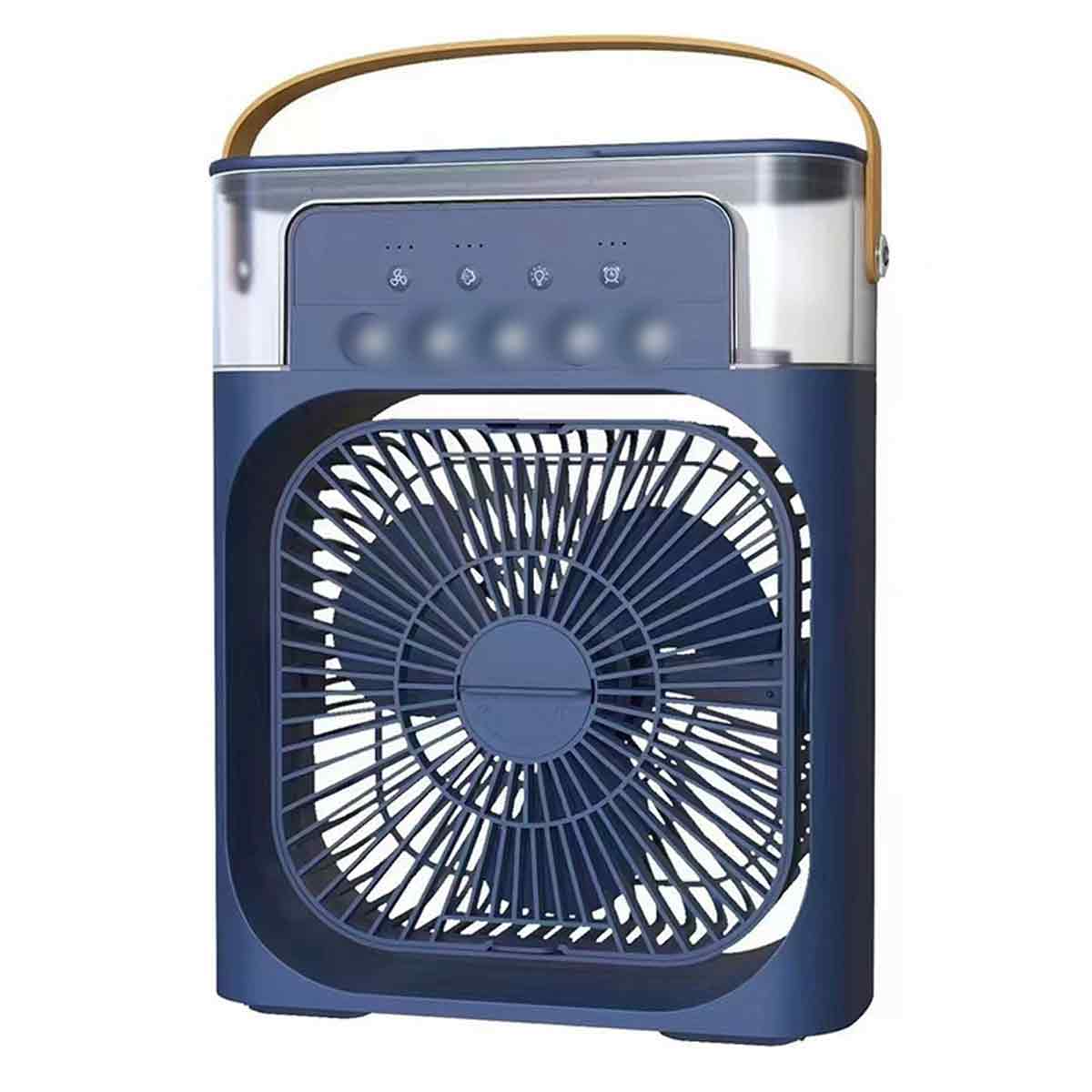 Mini-klimaanlage Mit Ventilator, Usb-aufladbar, Mit Wassersprühfunktion, Automatischer Abschaltfunktion, 7-farbiger Led-beleuchtung, Blau