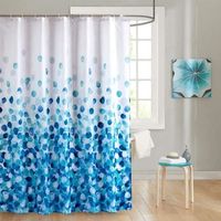 Sc Wasserdichter, Schimmelresistenter Duschvorhang Aus Stoff Mit Haken, Antibakteriell, Maschinenwaschbar, Blau, 180 X 180 Cm