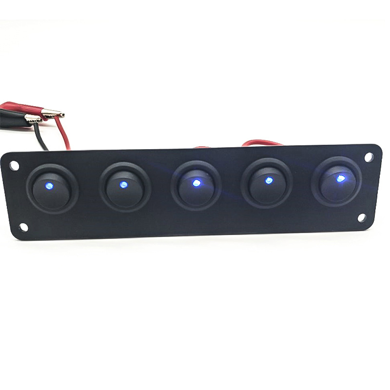 Marine-bedienfeld Mit 5 Schaltern, Blauen Leds Und Vorverkabelung Für Auto, Wohnmobil Und Boot