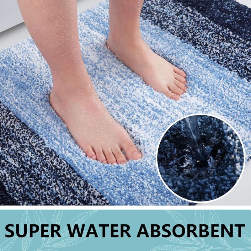 Ultra-absorbierende Mikrofaser-badematte – 50,8 X 81,3 Cm, Blau, Dick Und Flauschig, Maschinenwaschbar