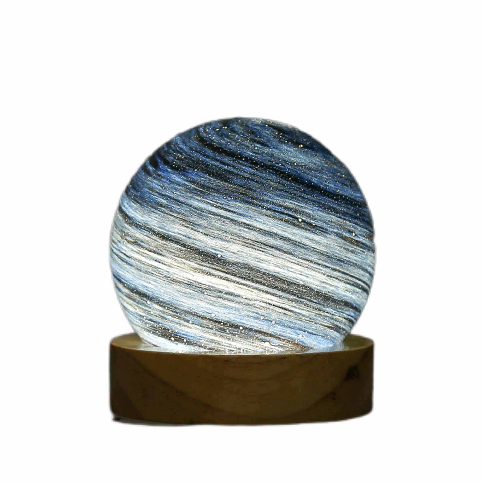 Einzigartige Planetenmondlampe Umweltfreundlicher Glas- Und Holzsockel 3 Farben, Stufenlos Dimmbar Romantische Geschenkidee Für Schlafzimmer, Wohnzimmer, Hochzeit