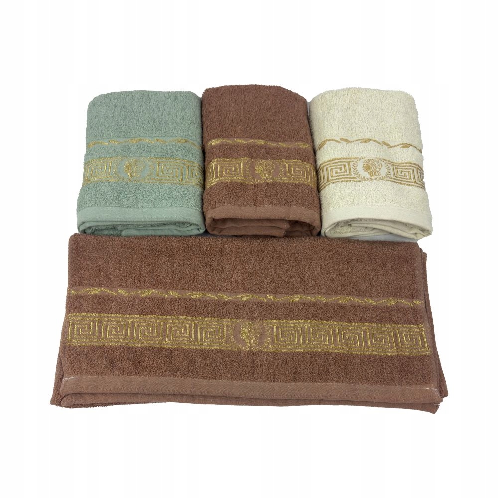 Jacaria Handtuchset – Muster 1a Mint, Ecru, Braun 70 X 140 Cm 6-teilig