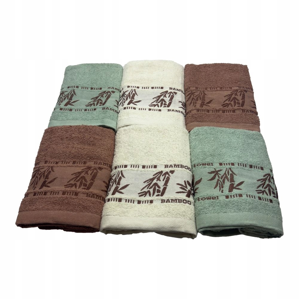 Jacaria Handtuchset – Muster 4a Mint, Ecru, Braun 70 X 140 Cm 6-teilig