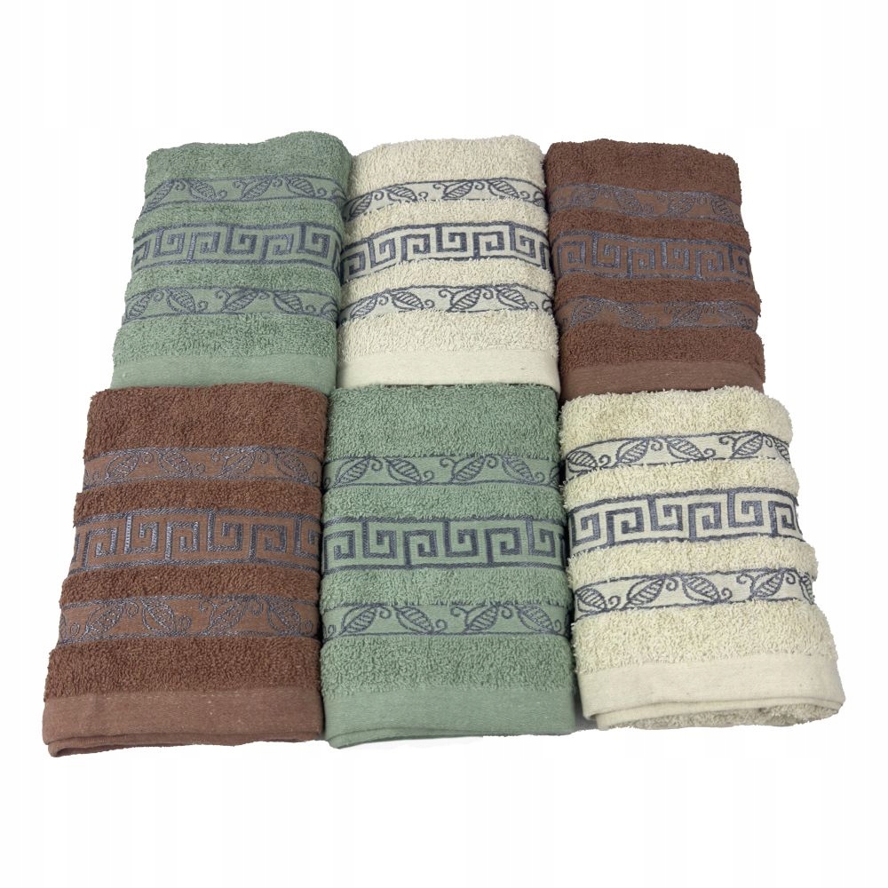 Jacaria Handtuchset – Muster 5a Mint, Ecru, Braun 70 X 140 Cm 6-teilig