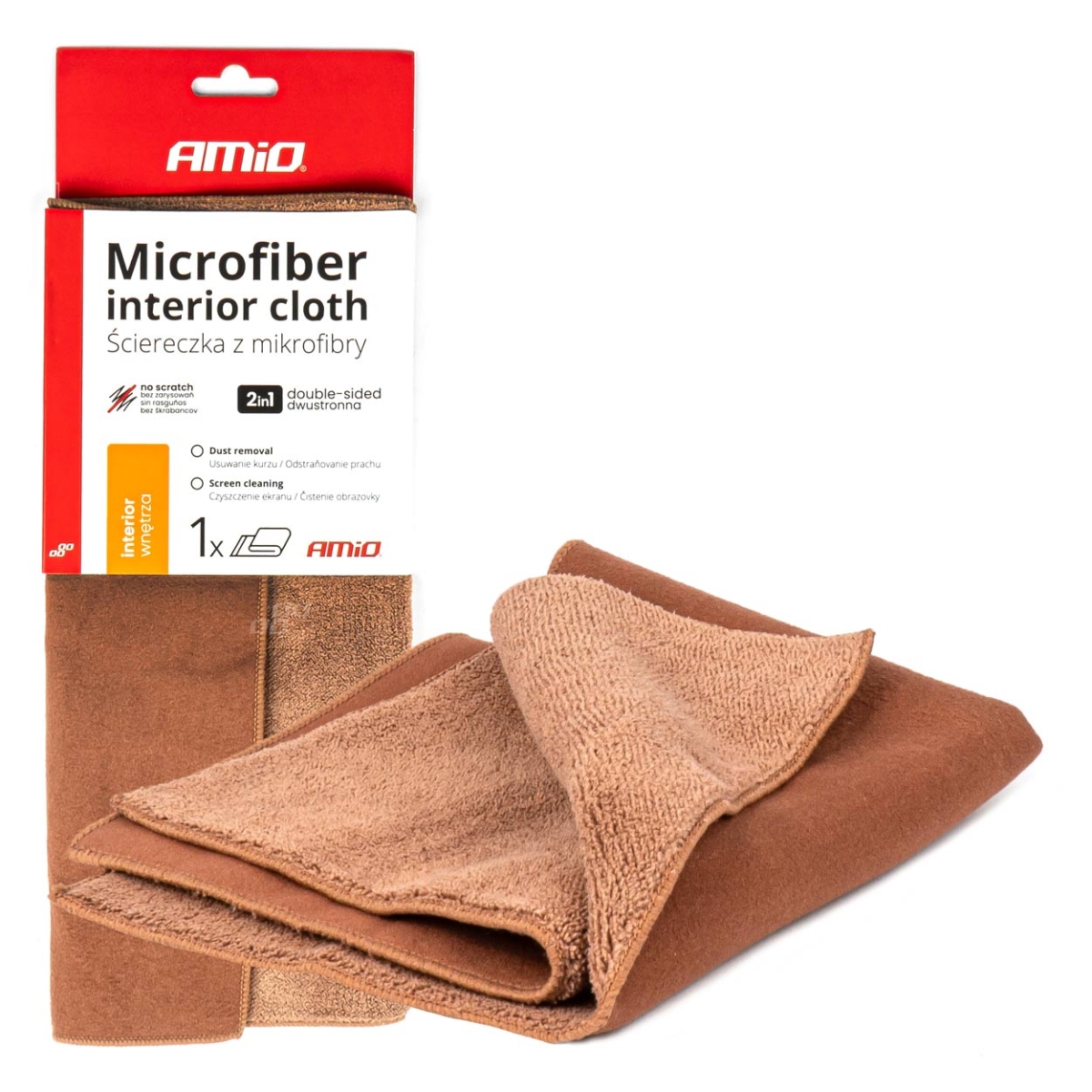 2-in-1 Mikrofasertuch Zur Reinigung Von Autoinnenräumen Und Bildschirmen, 30 X 30 Cm, 500 G, Amio-03982